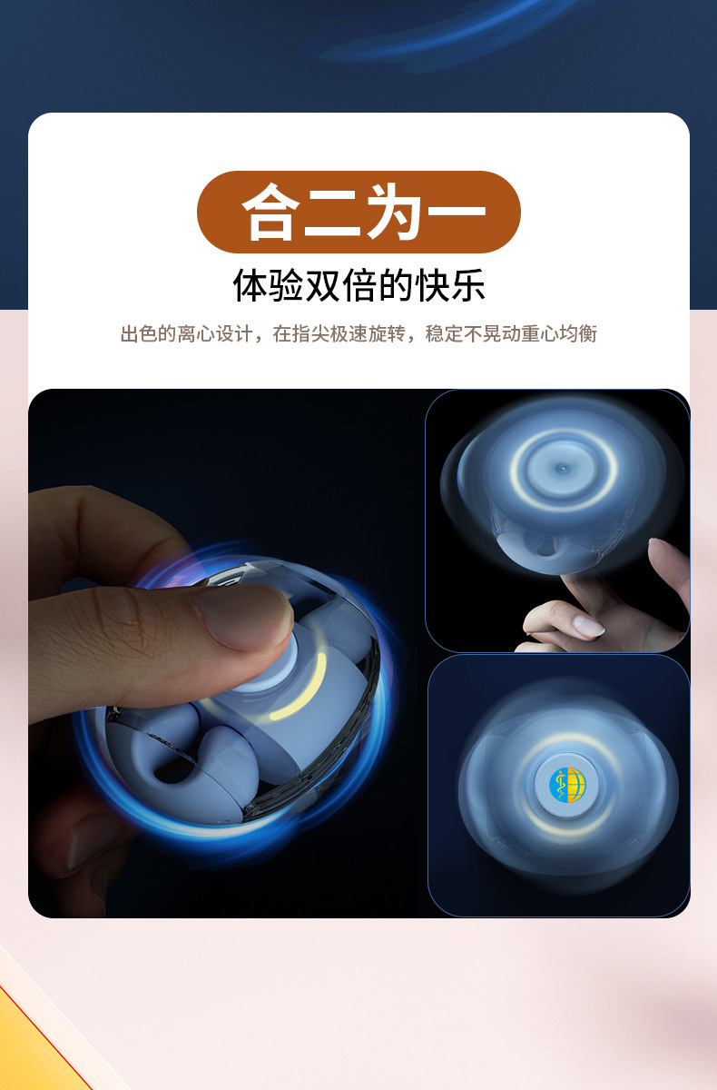Cross-border creative fidget Spinner rotating Bluetooth headphones, in-ear sports and stress-relieving wireless V5.3 earbuds pic 5