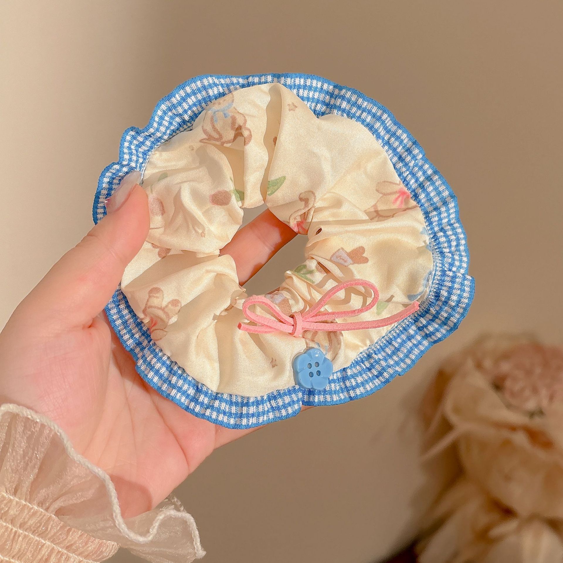 韩系温柔蕾丝花边大号发圈女高级感扎头发皮筋头绳发饰头饰详情6