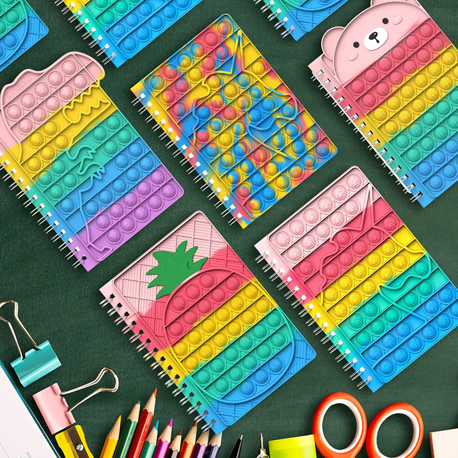 Wholesale cross-border Rainbow rodent Control Pioneer custom Unicorn stress-relieving bubble silicone loose-leaf notebook from the manufacturer pic 3