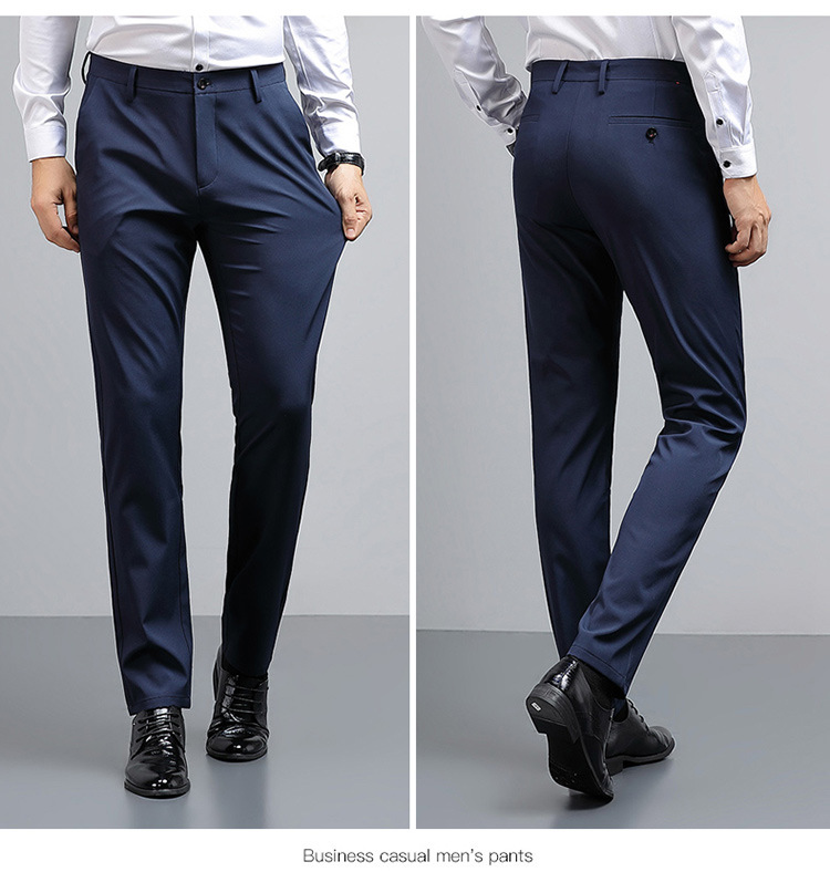 春季男士西裤免烫抗皱休闲长裤直筒修身弹力西装裤男上班商务正装详情18