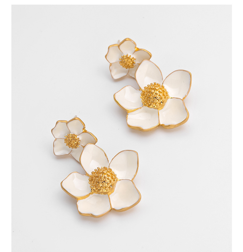 国风精致优雅花朵耳环气质高级感中古耳钉滴釉珐琅复古耳饰耳钉女详情17