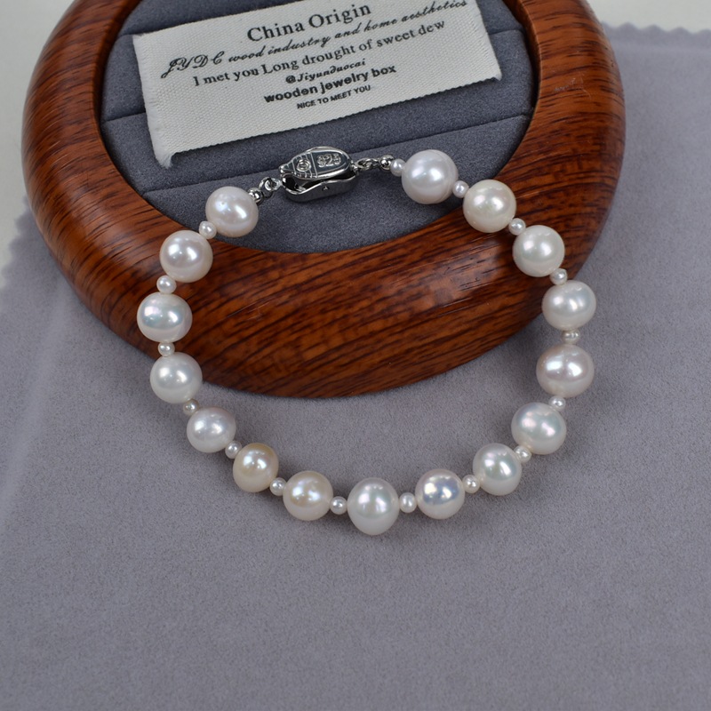 Natural freshwater pearl bracelet, bright white nearly round pearl bracelet, versatile for daily use. Original design, simple pearl bracelet pic 8