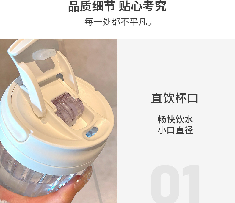 创意双饮杯带吸管玻璃杯办公室高颜值夏季便携提手新款2025杯子详情6