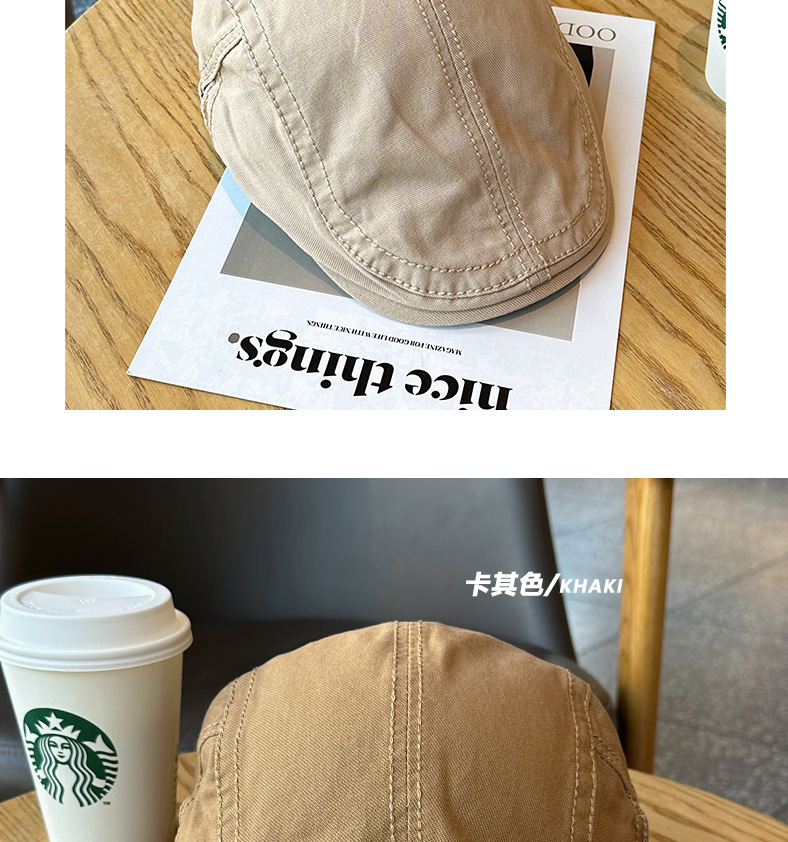 Solid color retro British-style newsboy cap for women, simple and versatile artistic beret for women, and baseball cap for men pic 3
