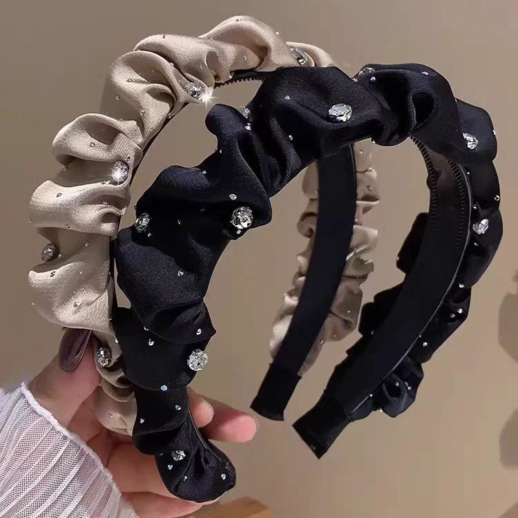高颅顶褶皱发箍夏季新款复古法式网红头箍压碎发卡气质百搭发饰品详情3