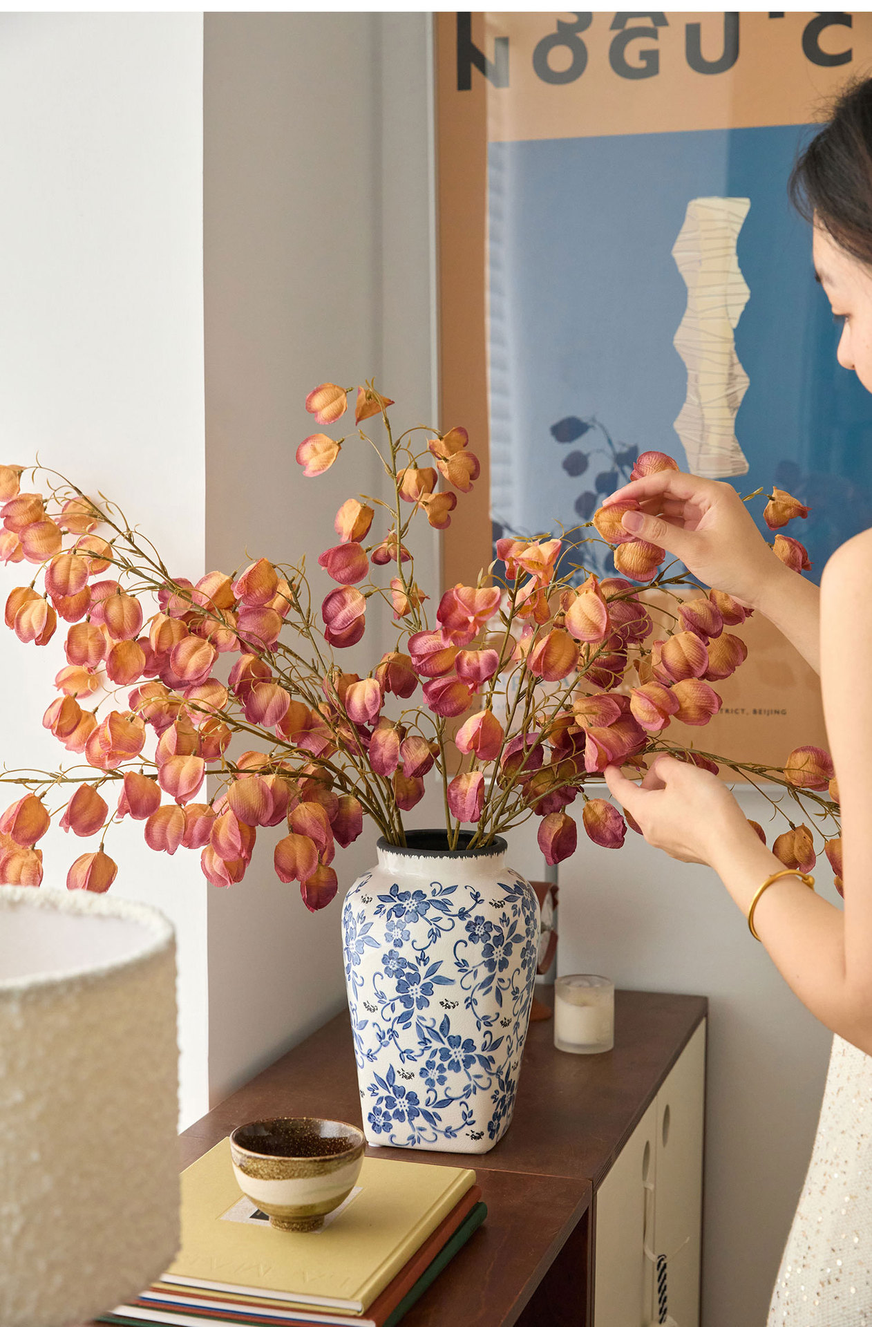 高级轻奢风灯笼花仿真假花客厅玄关落地摆件婚庆礼堂花束花艺装饰详情12