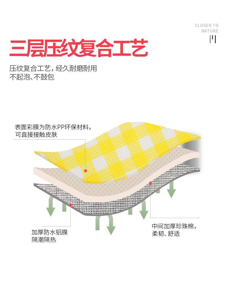 户外加厚春游露营野餐垫帐篷铝膜防潮垫野外露营垫地垫便携睡垫详情6