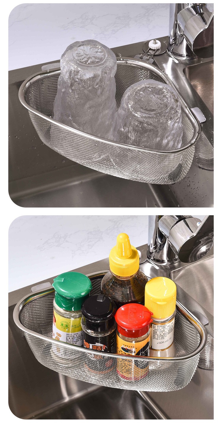 新款厨房不锈钢过滤网三角洗菜盆水槽剩菜剩饭过滤残渣收纳沥水篮详情18