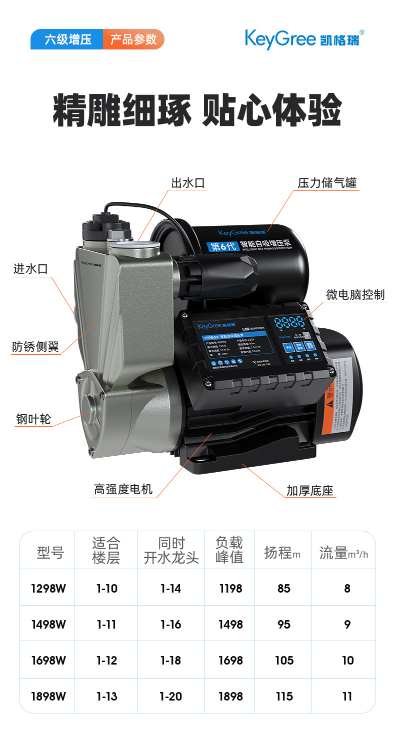 增压泵全自动家用智能静音全屋自来水加压管道自吸不锈钢水泵详情25