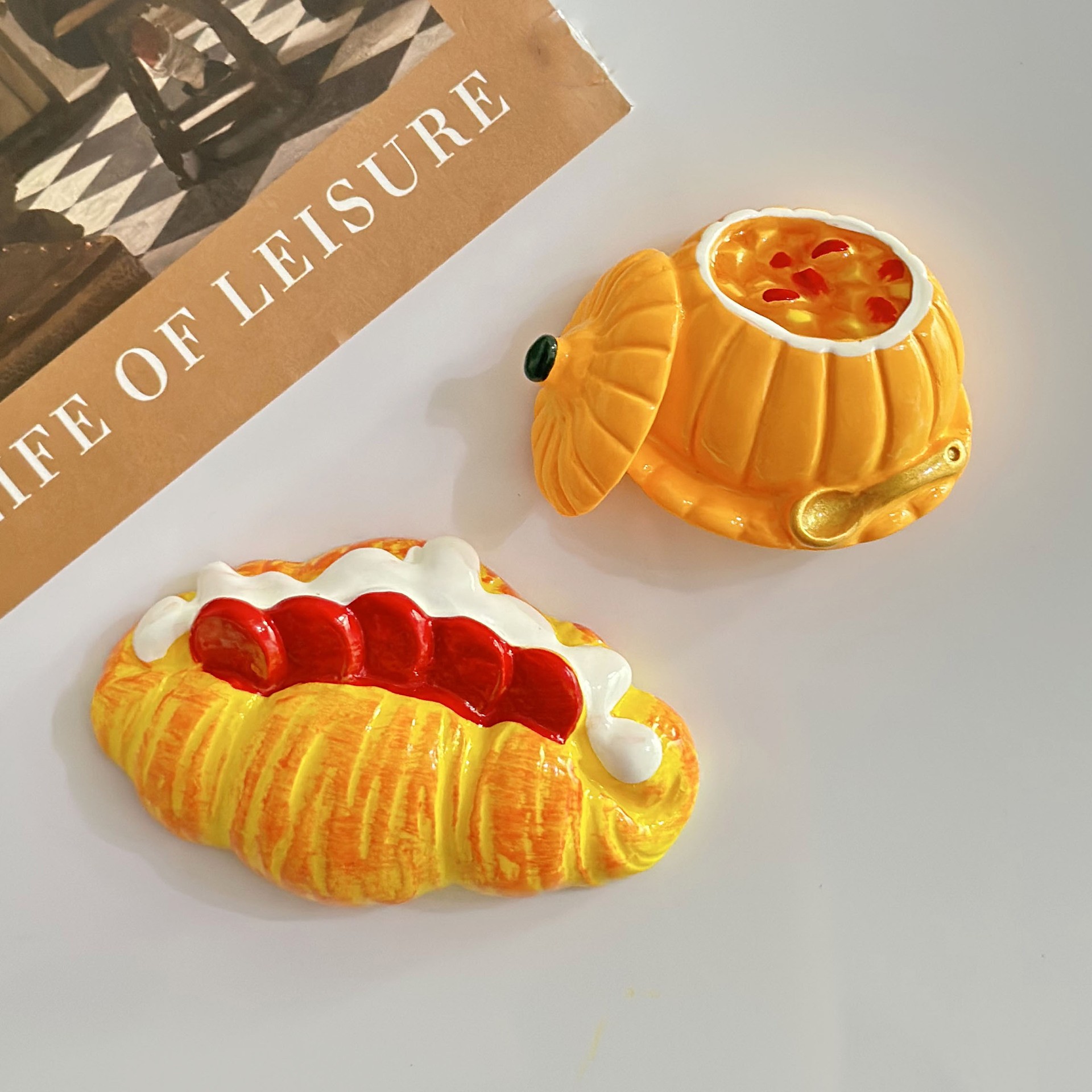 Ins-style cute food toys: carrot bread slices, pumpkin soup, fridge magnets, magnetic stickers, creative 3D personalized food toys pic 4