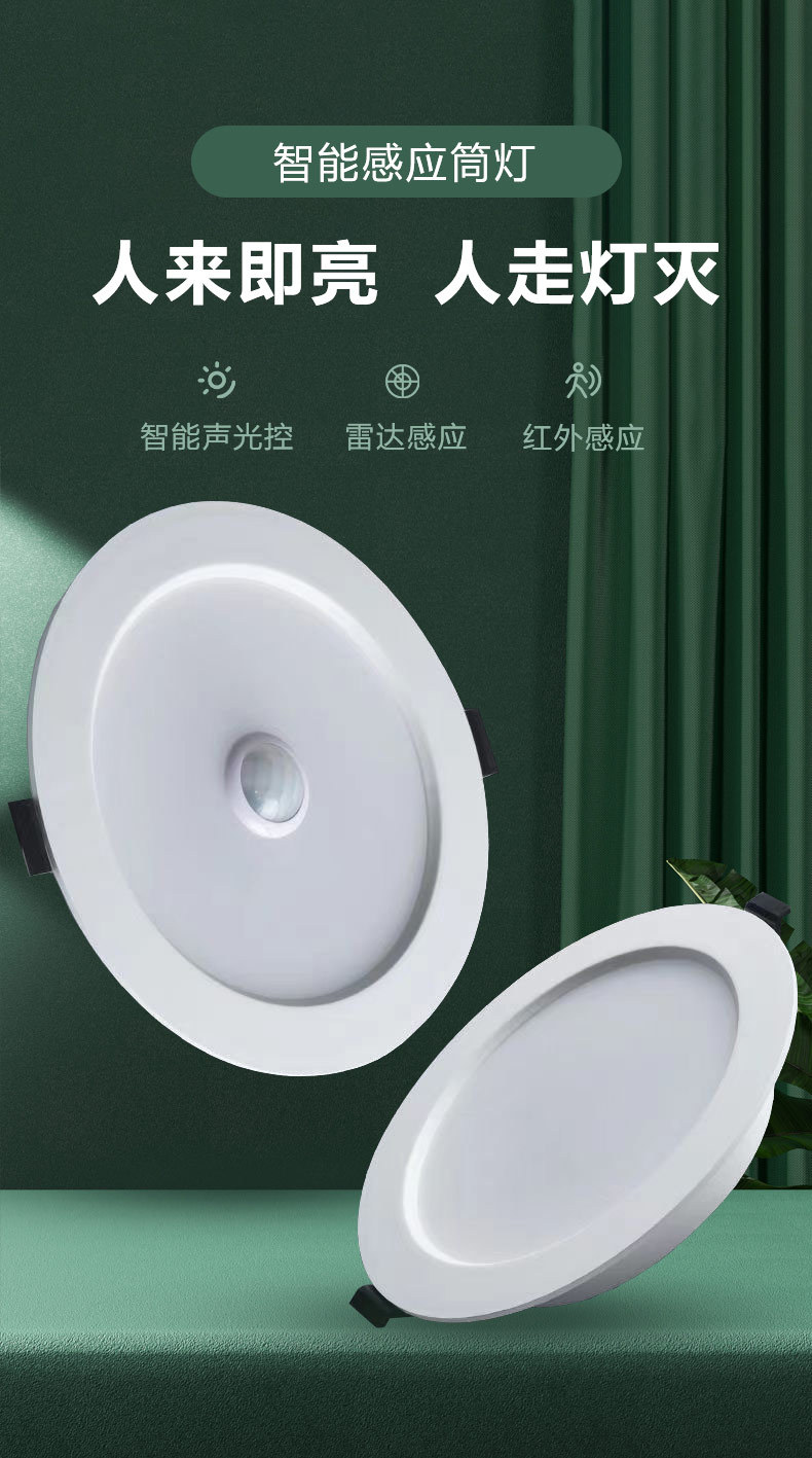 Radar sensor downlights, human body sensor ceiling lights, hotel corridors, stairwells, passageways, ceiling sensor downlights integrated pic 3