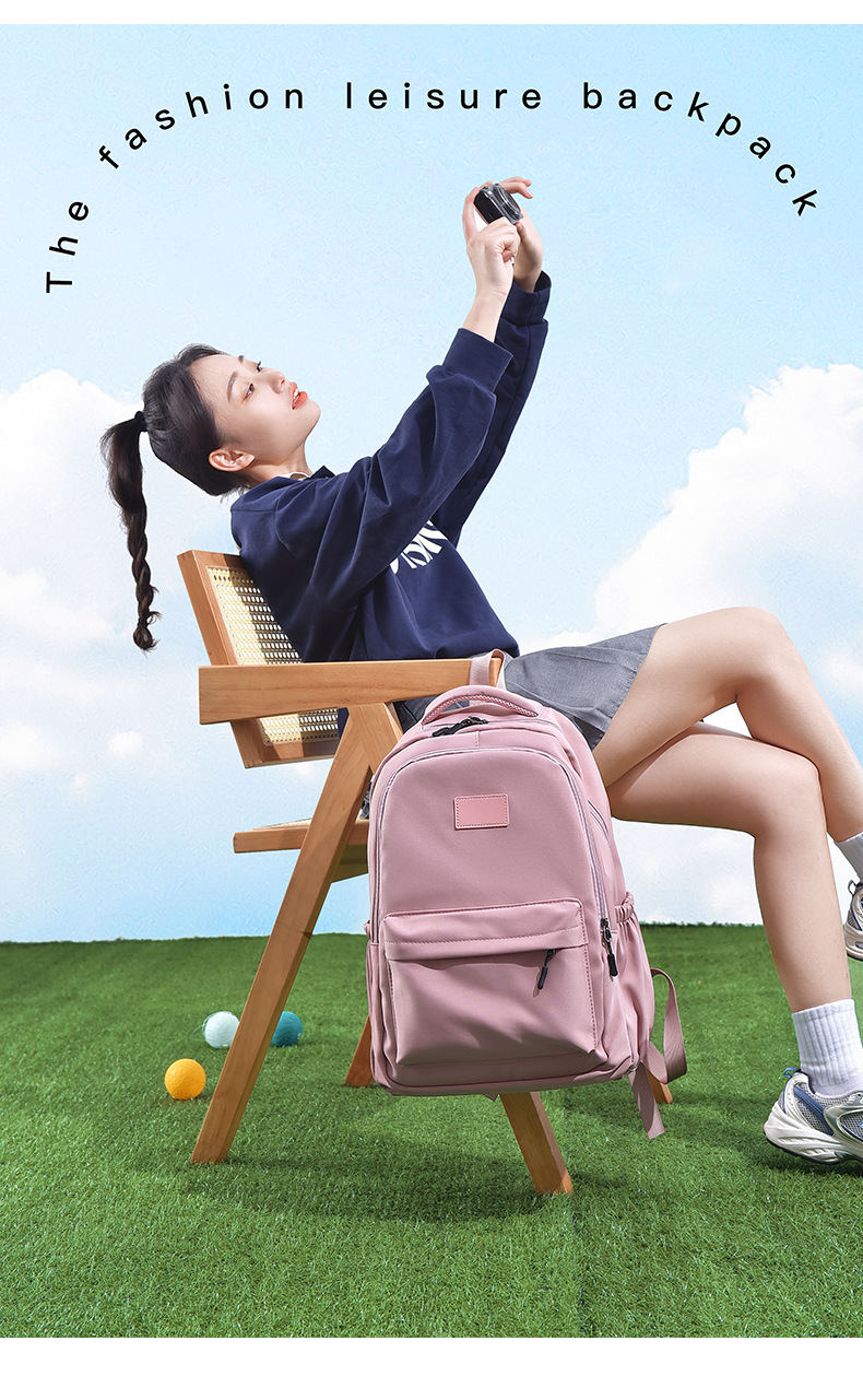 双肩包设计感小众学生初中生大容量日系韩版书包潮流时尚背包双肩详情4