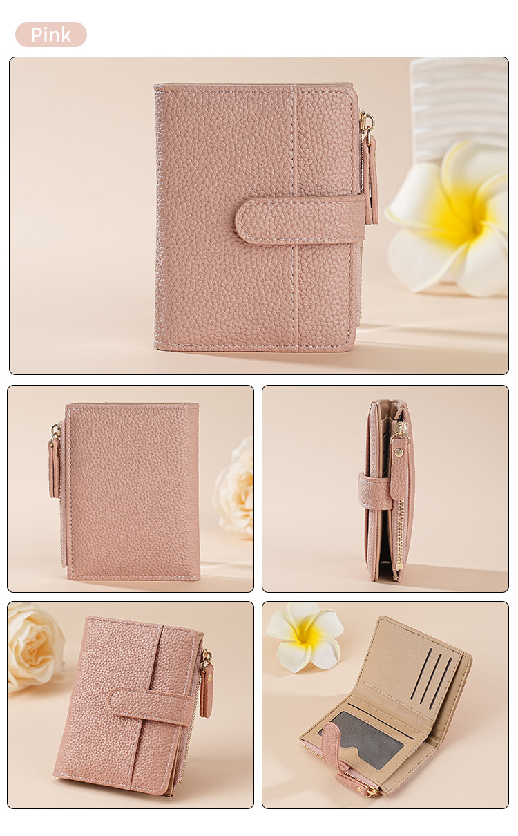 新款女士钱包短款跨境时尚卡包女高级感气质两折多卡位拉链零钱包详情11