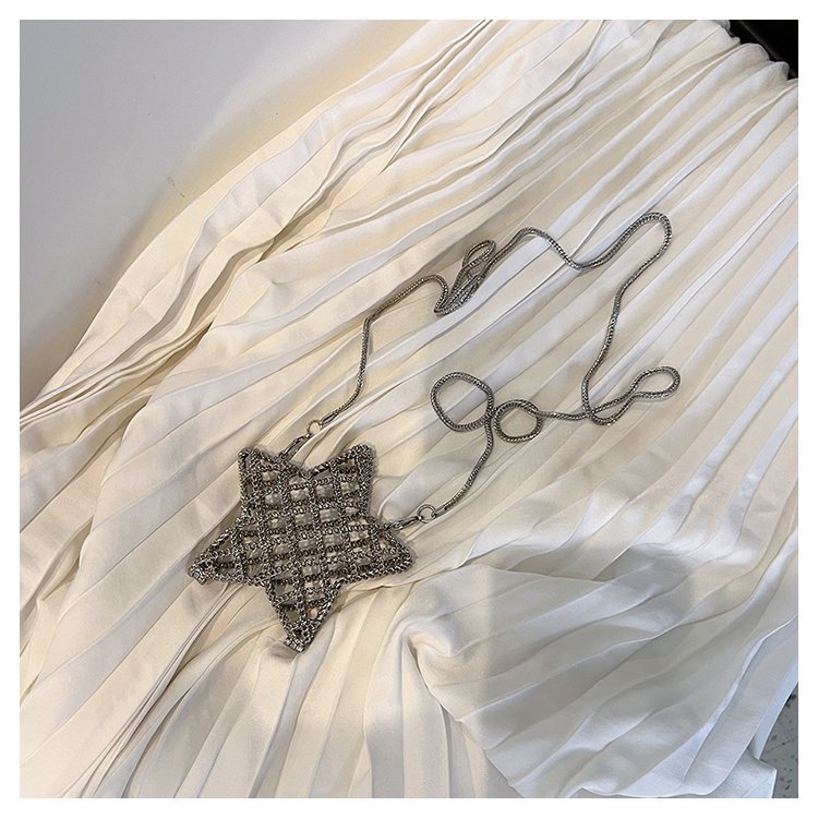 跨境2024夏新款小香风镂空金属星星包晚宴包单肩斜挎气质链条女包详情32