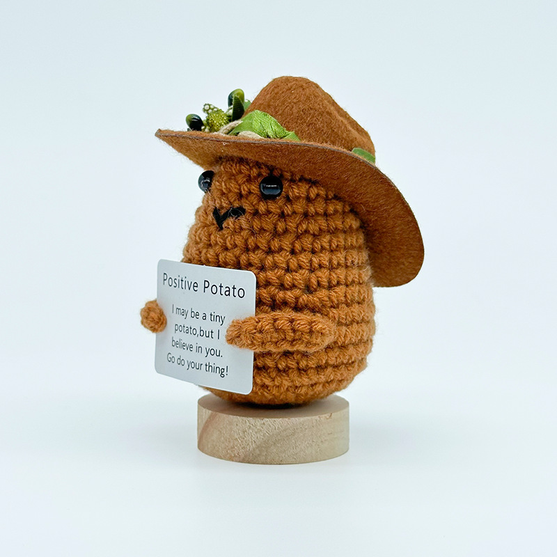 跨境爆款钩织牛仔帽玩偶情绪玩偶纯手工励志抱卡玩偶系列精美礼品详情11