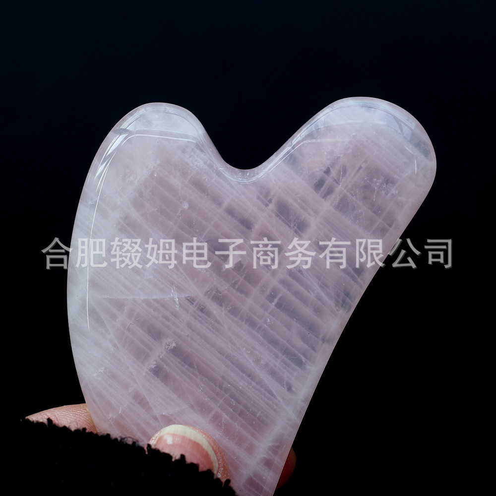 rose quartz粉晶玉石刮痧板粉晶心形玉石面部脸部全身按摩刮痧皮肤护理居家日用美容院用详情5