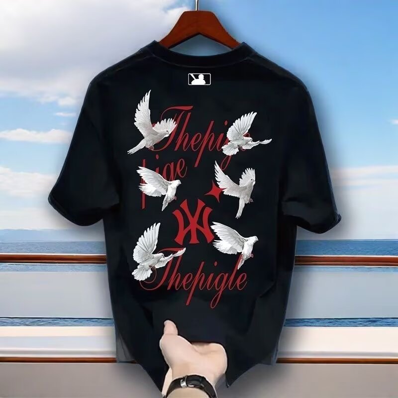 National trendy summer 2025 camiseta de manga corta hombre estampado cuello redondo cuerpo adolescente legging suelto camiseta pic 15