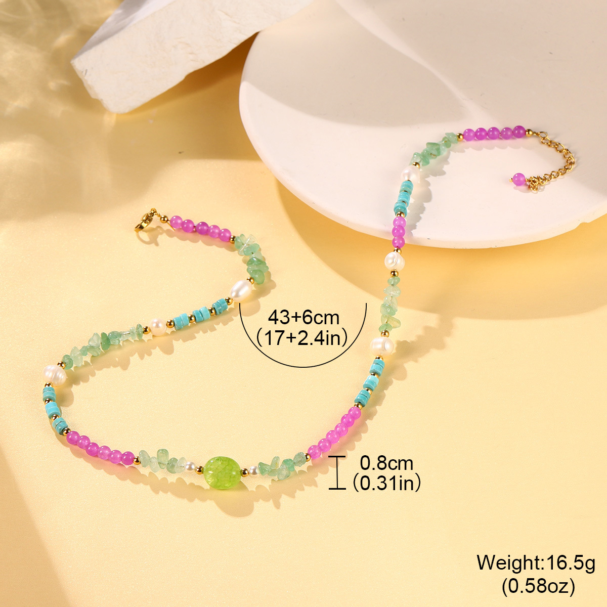 新款ins小众设计多彩串珠高级感简约项链天然珍珠时尚多巴胺颈链详情27