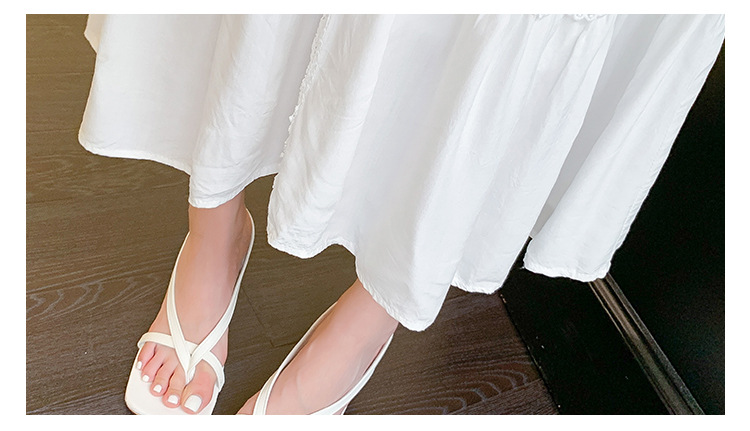 2024流行款连衣裙春夏白色甜美法式泡泡袖过膝长裙沙滩裙出游裙子详情11