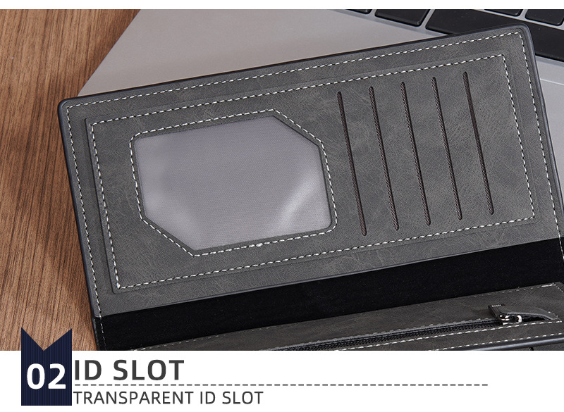 新款男士长款钱包baellerry跨境多卡位三折钱夹简约商务拉链票夹详情30