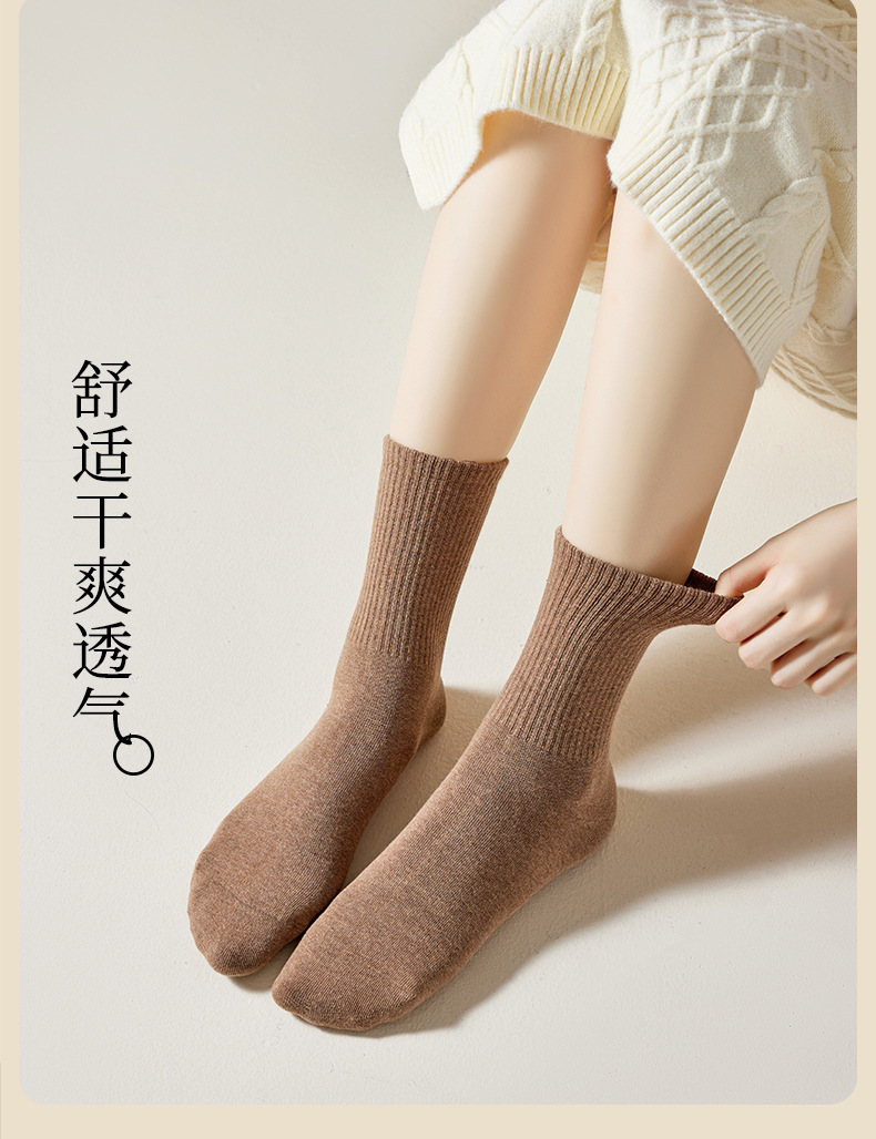 诸暨女士中筒棉袜 纯棉袜子春秋季休闲运动吸汗防臭抗菌透气女士棉袜秋季款详情16