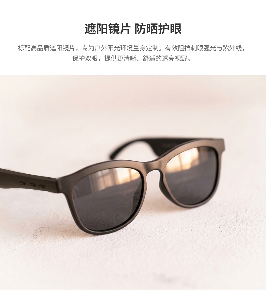黑色智能蓝牙AI眼镜 支持语音控制实时翻译高清显示详情5
