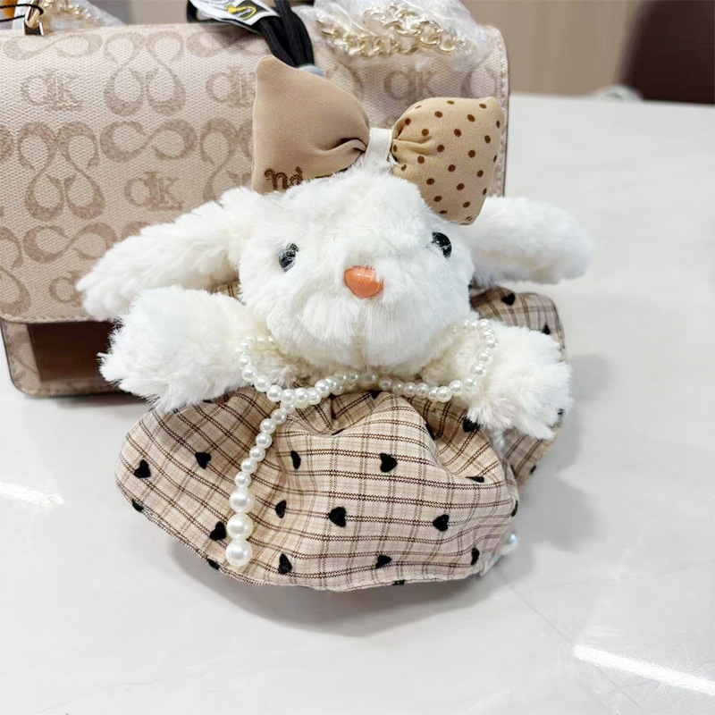多巴胺格子长耳兔包包挂件小饰品可爱钥匙扣公仔玩偶兔子毛绒玩具详情40