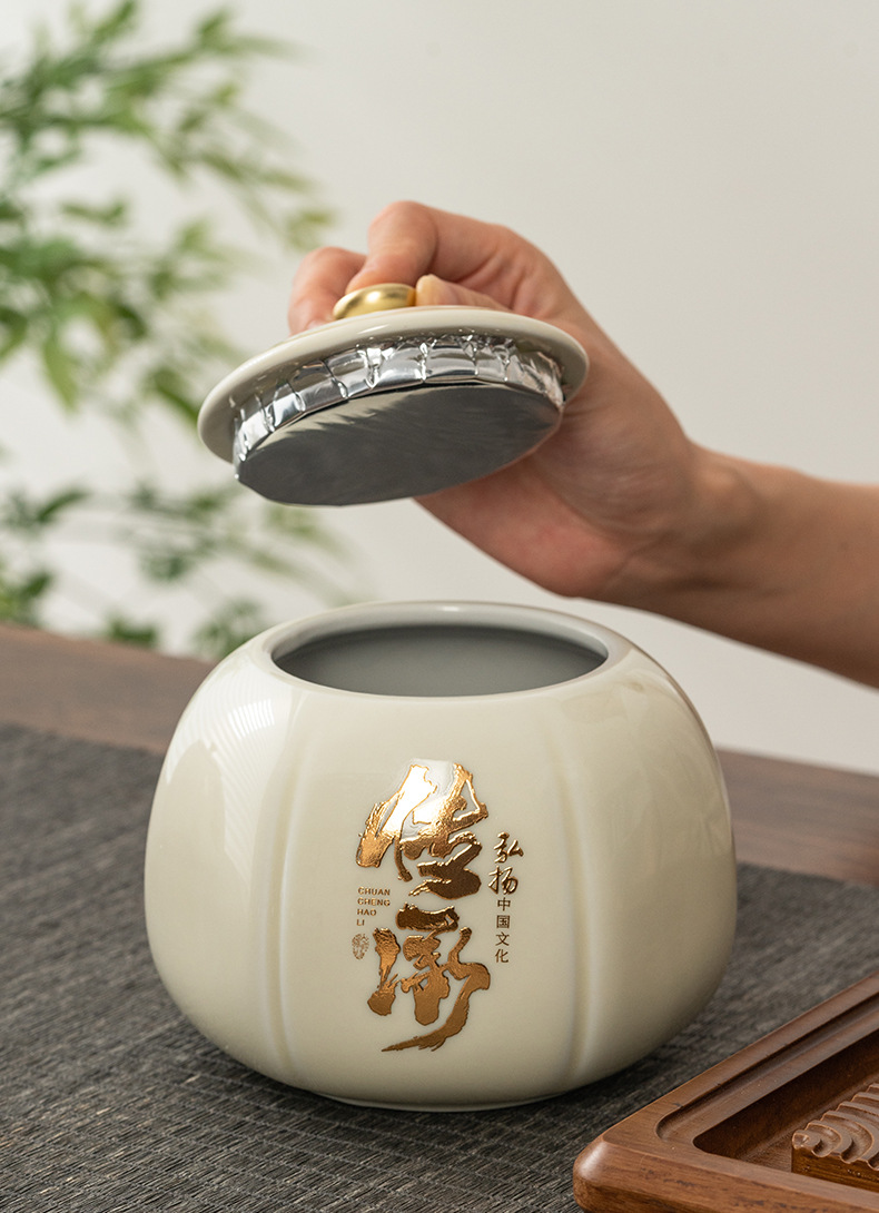 传承陶瓷茶叶罐瓦罐红茶绿茶白茶密封防潮储物节日送礼礼盒包装详情6