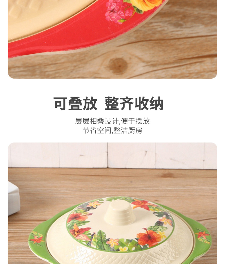 工厂批发盖碗花色混装密胺餐具仿瓷耐摔汤盘餐具现货供应亚马逊详情5