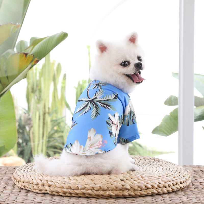 Pequeño y mediano perro playa piña camisa hawaii mascota perro gato golden hair primavera verano fino ropa artículos pic 8