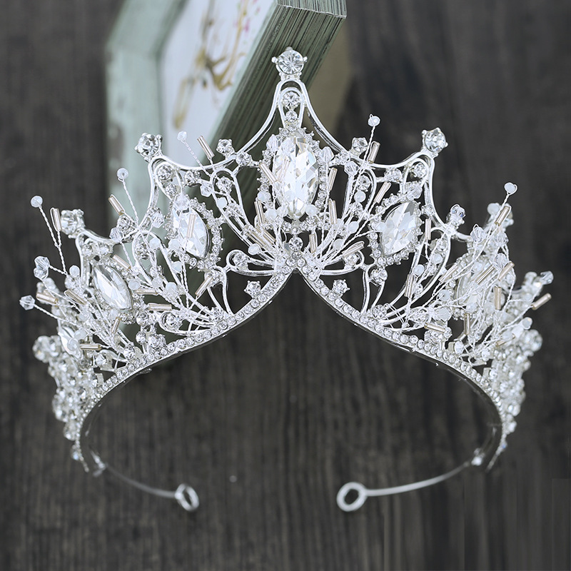 Nuevo estilo nupcial coronas coreanas blanco strass hecho a mano tocados vestidos de novia accesorios de fotografía vestidos de boda accesorios para el cabello pic 29