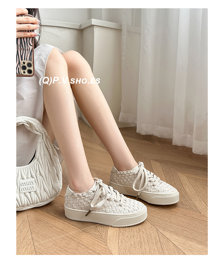 2024秋款！小众设计编织板鞋男女春秋透气休帆布鞋平底大码休闲鞋详情15