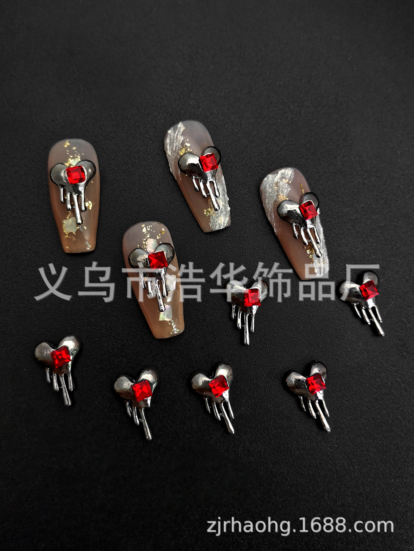 Punk-style Halloween cross alloy nail accessories, star moon heart-shaped nail accessories, nail drill wholesale pic 4