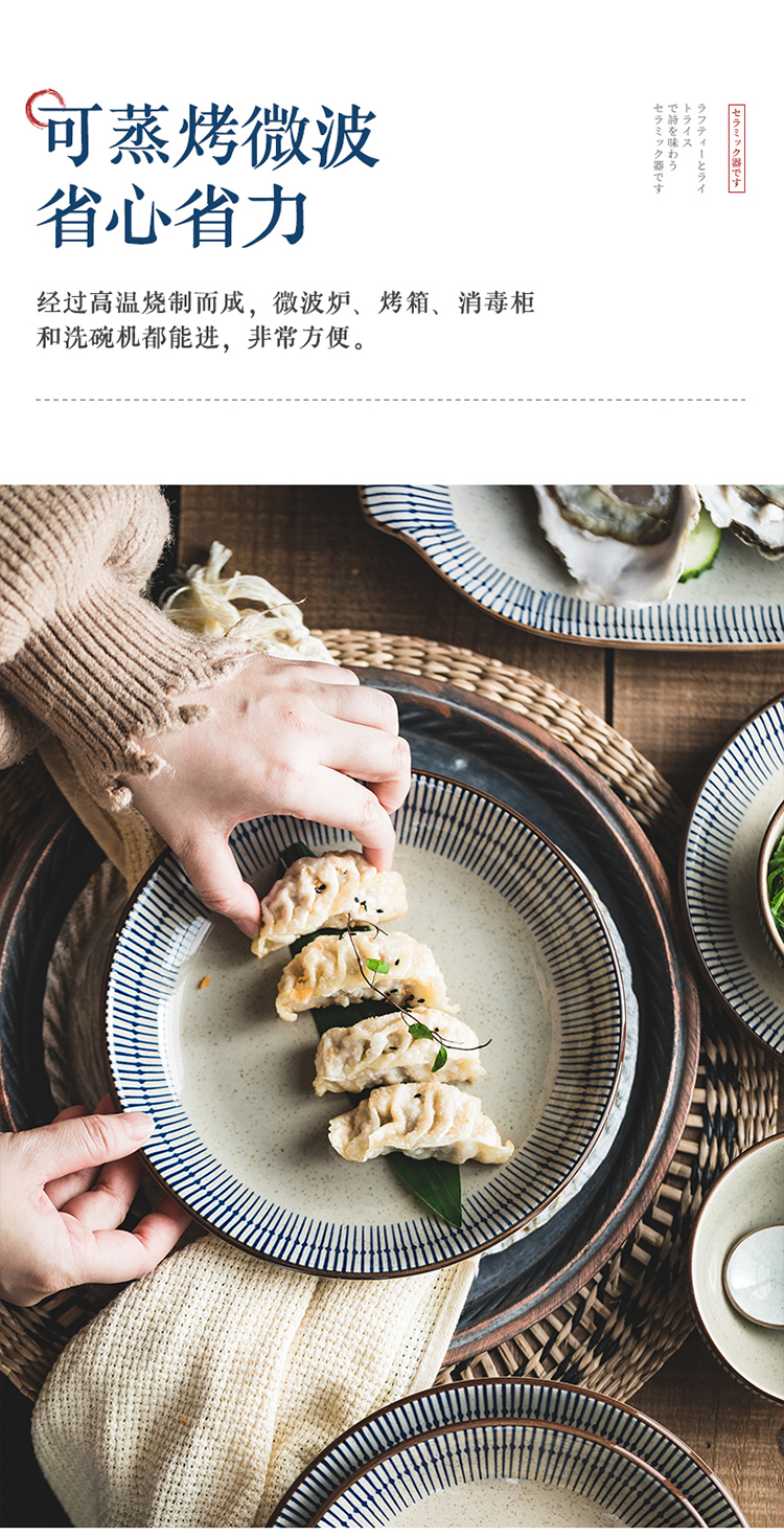 Bowl Home 2025 New High Appearance level retro Japanese tableware plate set, ceramic soup bowl, underglaze colored rice bowl pic 14