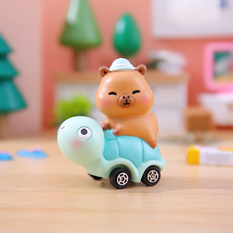 卡通潮玩忙忙碌碌的小水豚盲盒卡皮巴拉动物玩具车桌面小摆件批发详情50