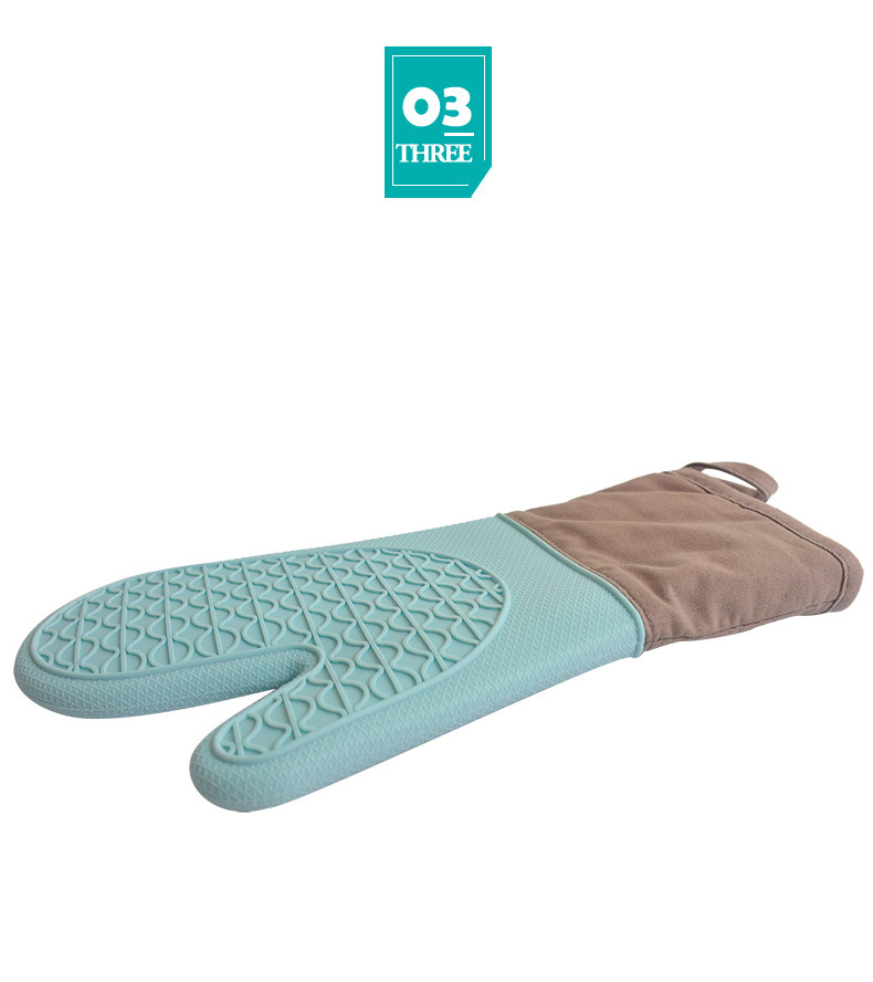【 Chi Jia 】 Wavy short, cotton-padded, thickened, microwave oven, baking, heat-insulating and heat-resistant fabric silicone gloves pic 4