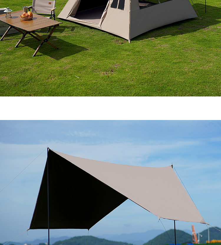 Black rubber tent and canopy two-in-one outdoor camping folding portable camping rainproof overnight, fully automatic for 3-4 people pic 11