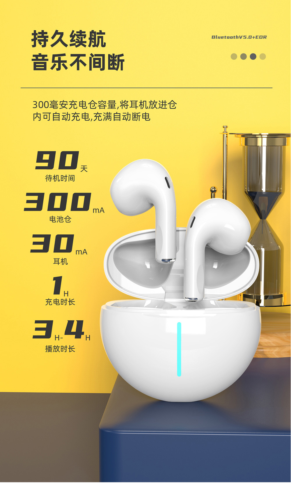 AEMAI Bluetooth headphones feature low latency, high sound quality, 5.1 true battery life, dual-ear true wireless, and ultra-long battery life for sports music listening pic 10