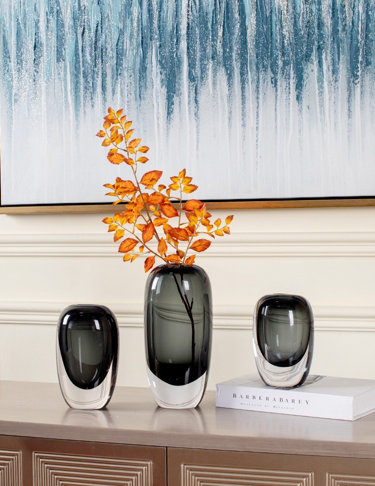 现代轻奢琉璃花瓶客厅插花玻璃花器会议桌玄关摆件高级感玻璃装饰详情15