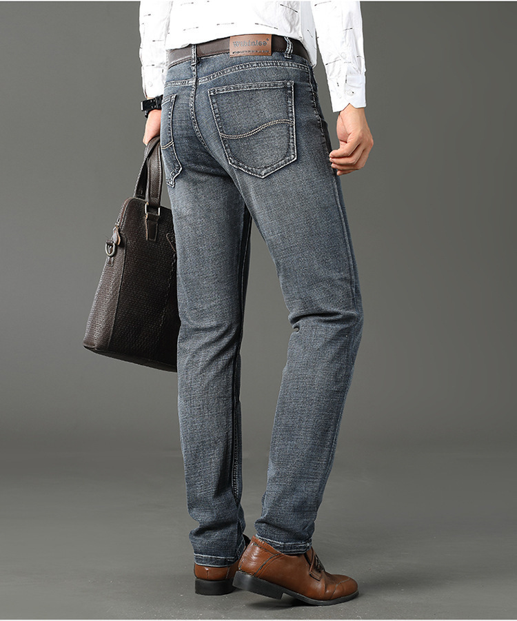 跨境爆款男士牛仔裤中青年休闲长裤弹力耐磨直筒工装潮流男装详情17