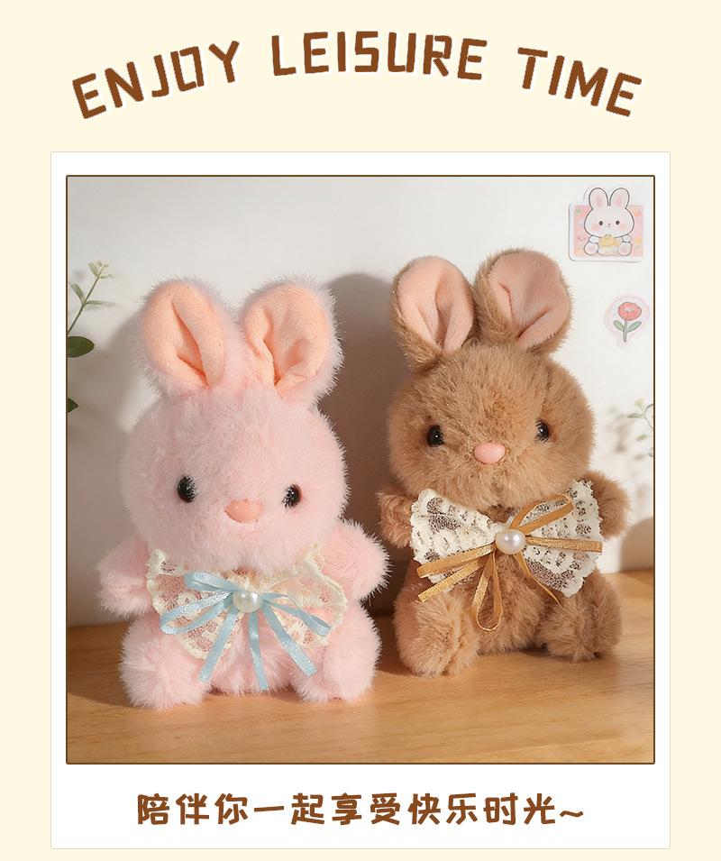 Cute lace bow, little rabbit, bag pendant, small doll, plush backpack, hanging ornament, doll, high-end backpack pic 9
