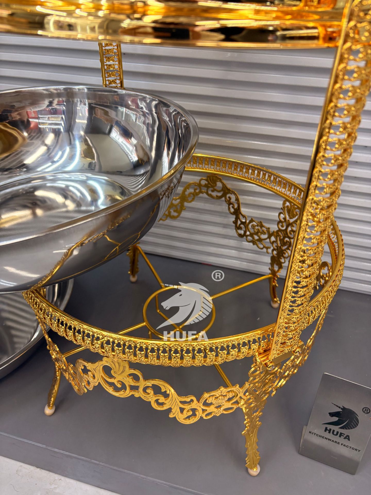 Cross-border stainless steel alcohol stove, hotel buffet stove, luxurious golden insulated stove, Chafing Dish pic 4