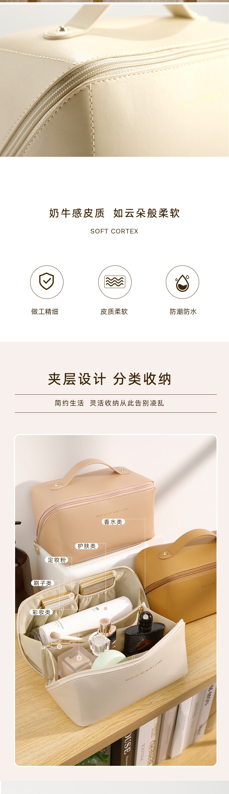 网红多功能洗漱包ins收纳包大容量防水旅行携便高颜值简约化妆包详情11
