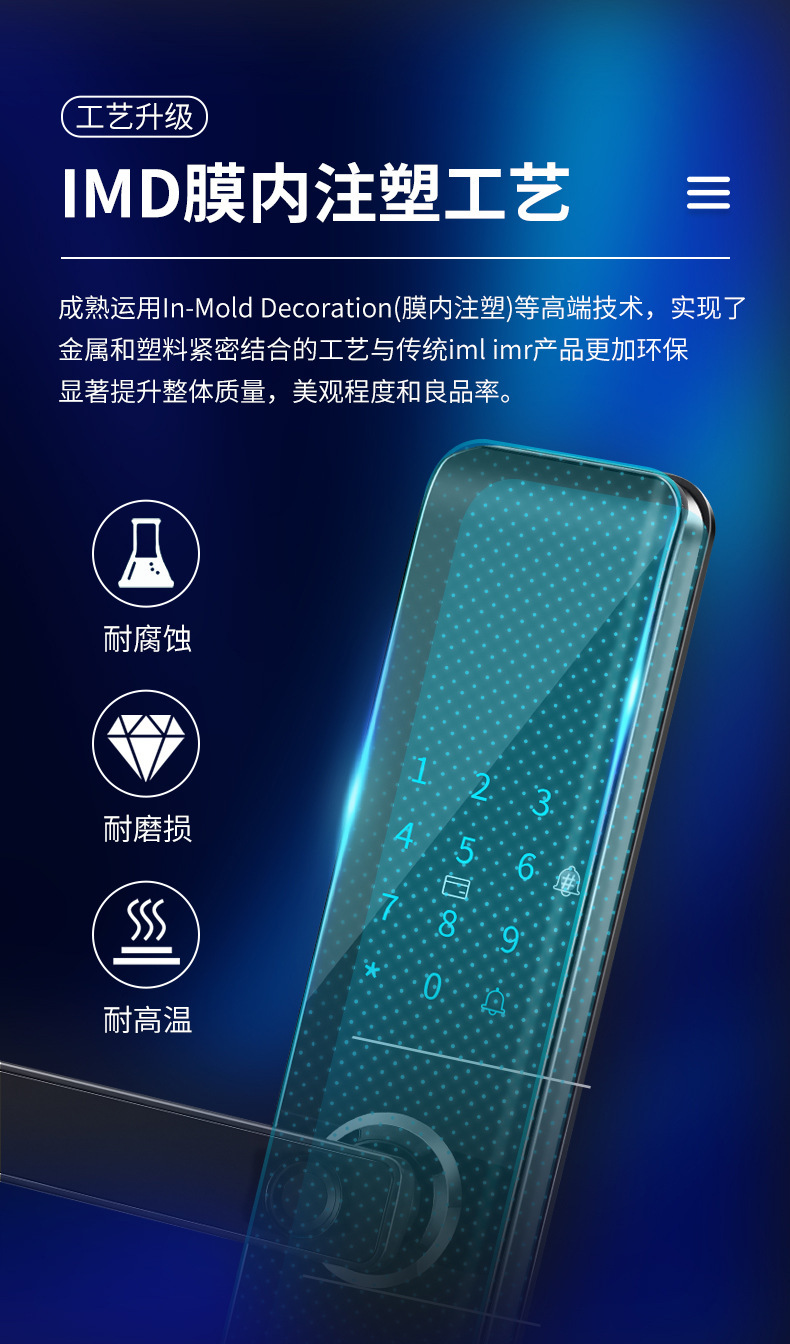 一握开指纹锁c级芯锁厂家新款防盗门门锁电子锁智能锁 通通涂鸦锁详情6