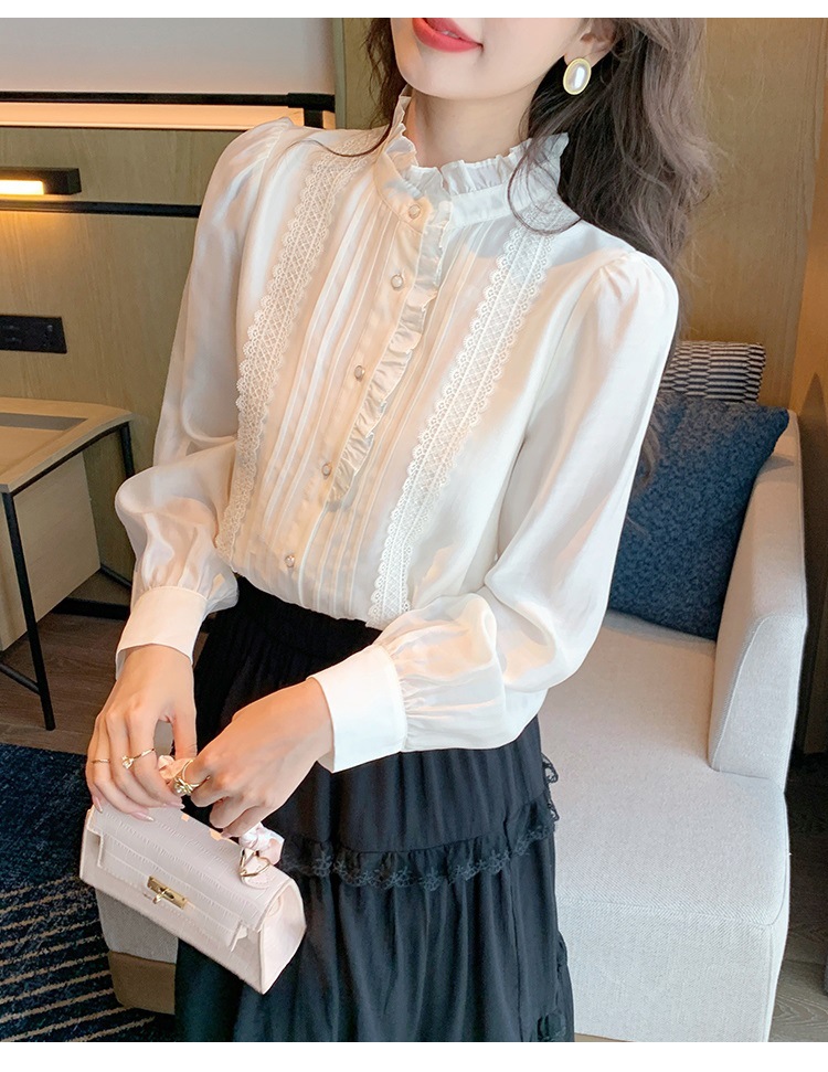 法式高级感木耳边长袖雪纺衬衫女2025早春季新款别致减龄气质上衣详情13
