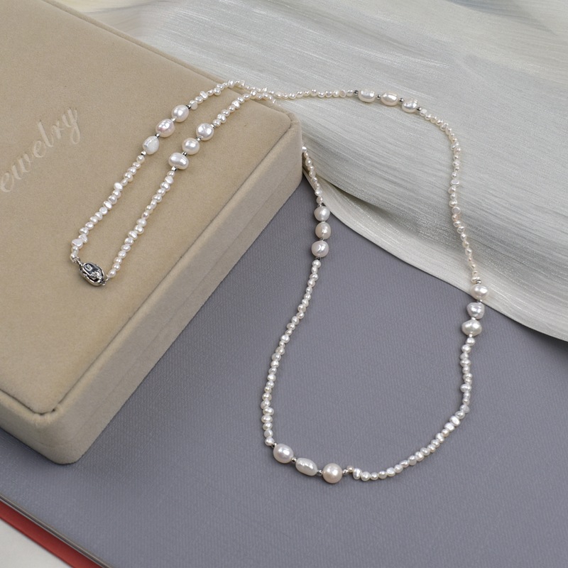 巴洛克两面光小石头珍珠毛衣链旗袍项链天然淡水珍珠项链颈链气质详情4