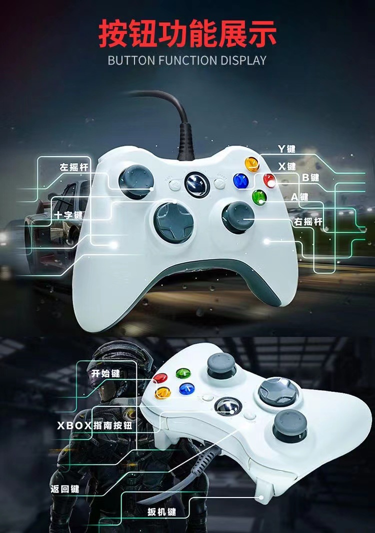工厂PC360手柄安卓电视双震动多功能PS3steam游戏手柄详情17