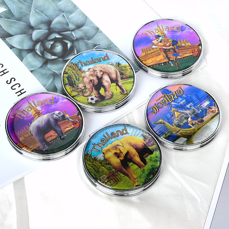 欧美热销化妆镜口袋小镜子定制图案折叠双面镜随身便携镜子女学生详情3