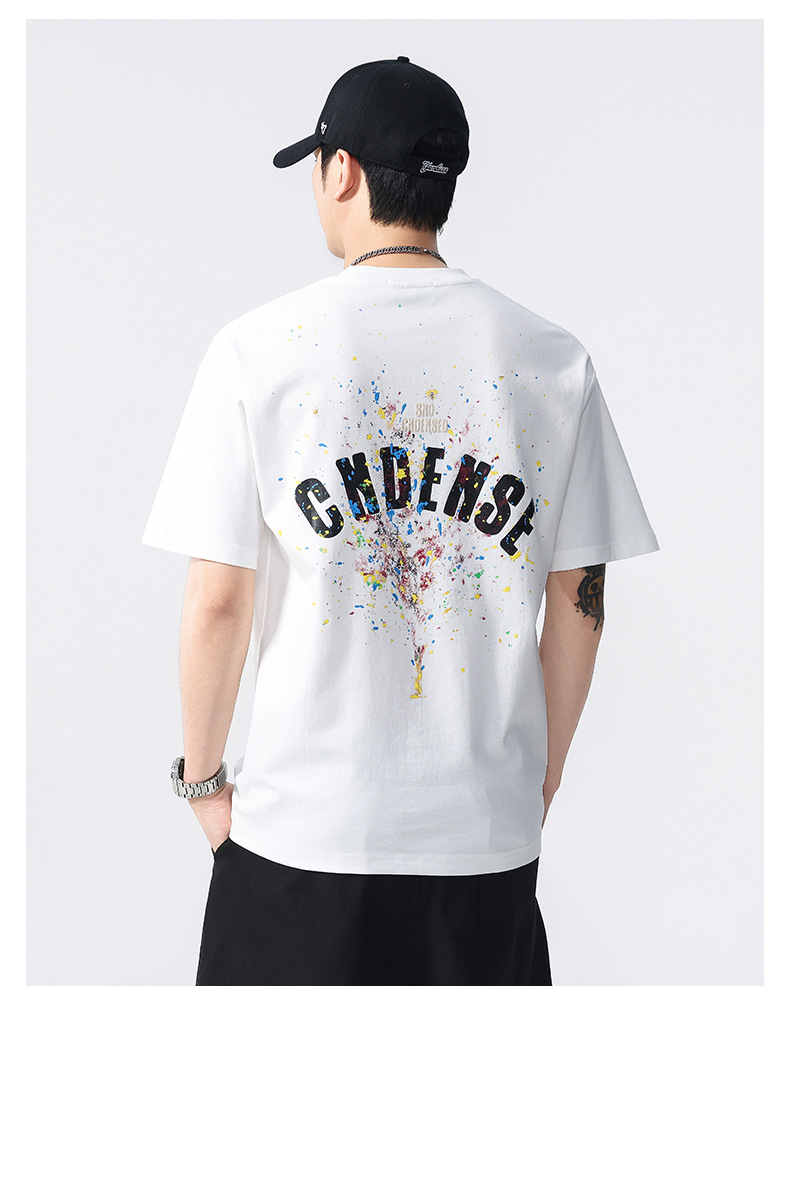 Summer new graffiti painting loose short-sleeved T-shirt for men 2025 Thin casual printed half-sleeved T-shirt pic 13