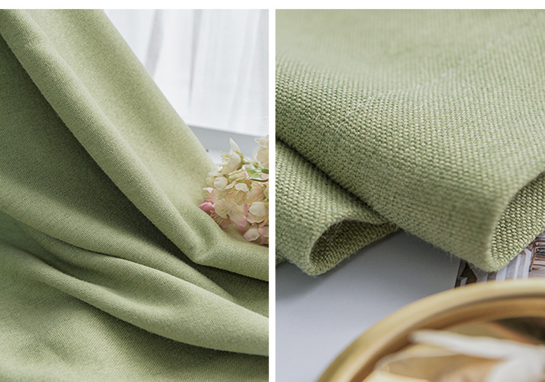 Swan Cotton and linen modern and simple living room and bedroom curtains, solid color thickened fully blackout linen curtain fabric manufacturer for homestays pic 31